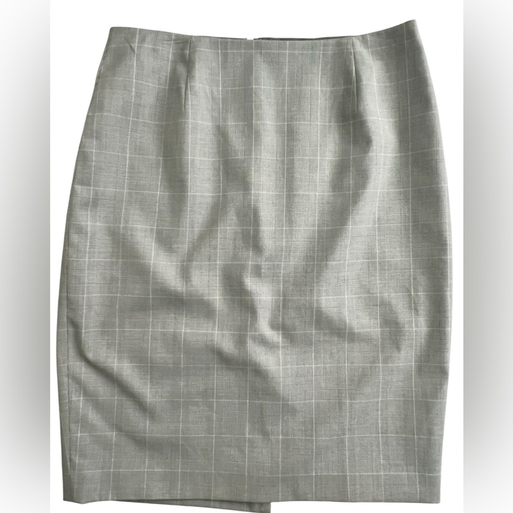 Calvin Klein Light Gray Checkered Pencil Skirt, Size 4